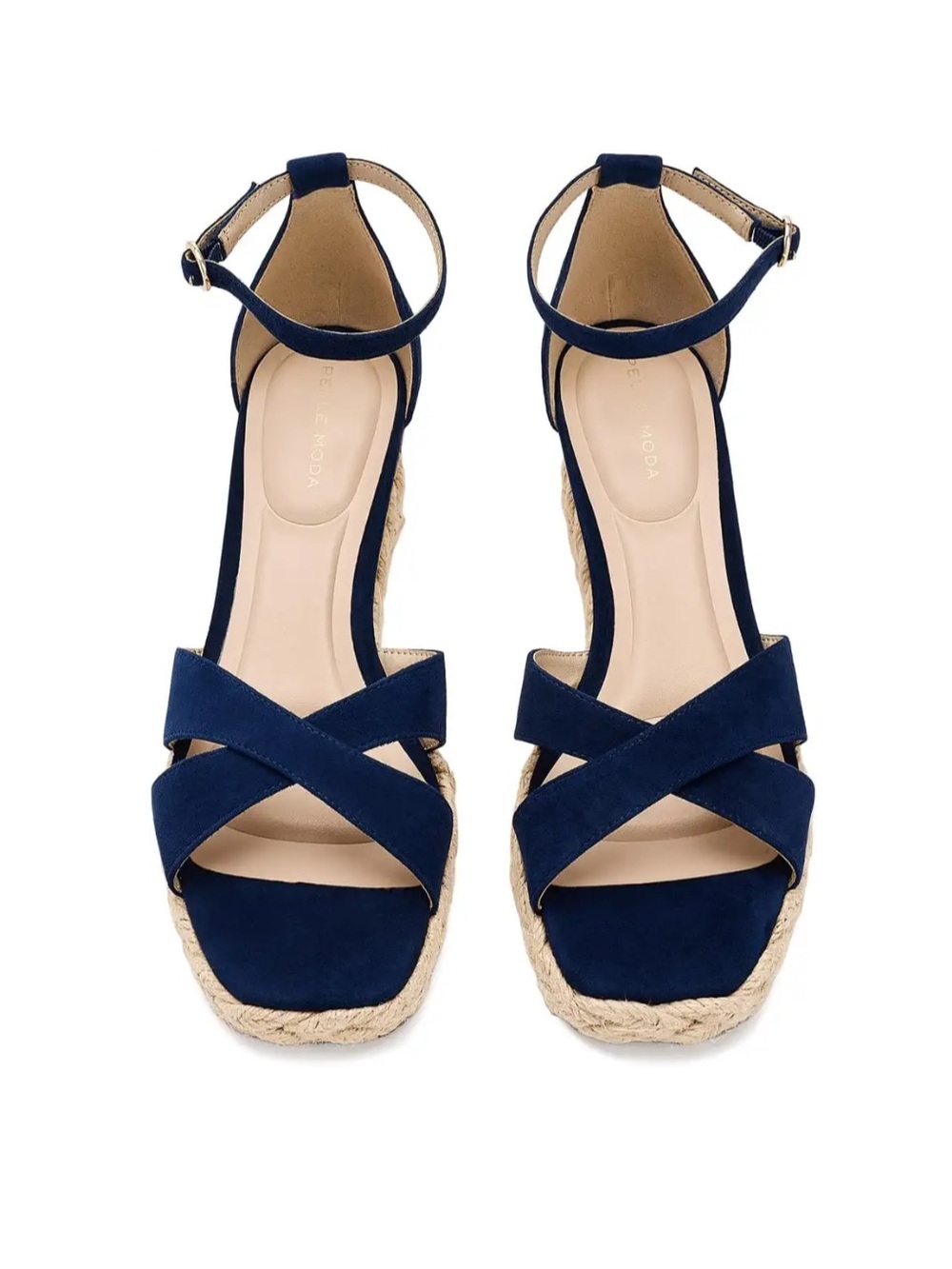 Pelle Moda Pippen Ankle Strap Wedge Slide Sandal 9.5 NIB Blue Cork Comfy Summer - Picture 2 of 10
